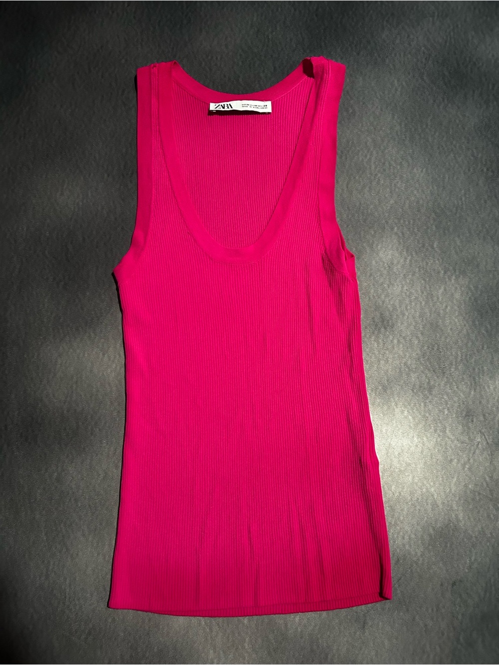 Zara Hot Pink Ribbed Stretchy Tank- Medium